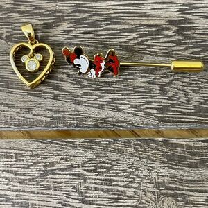 Elegant Gold and Red Mouse Brooch